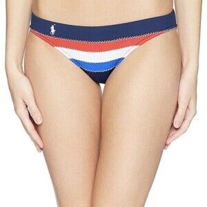 Polo Lauren Ralph Blue Striped Full Coverage Hipster Swim Bottom Sz XL NWT